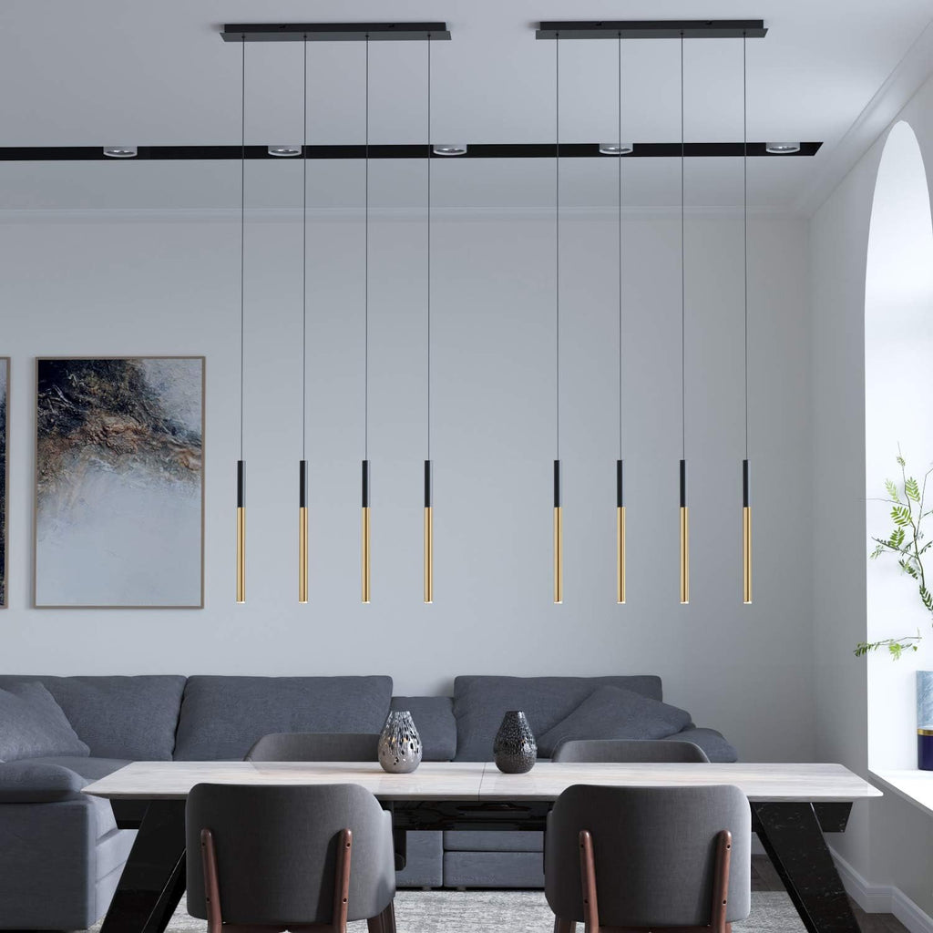 ALTAIR 4 Mini Pendant Lighting Black-Brass - LED Hanging Light Fixture for Kitchen Island, Bar, Foyer - Cluster Pendants - Dimmable, Adjustable Wire, Lamp Bulb Included