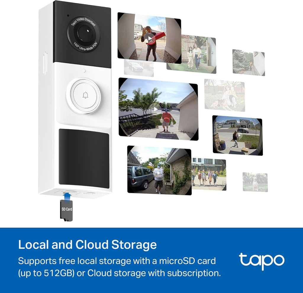 Tapo by TP-Link Smart Video Doorbell Camera Wireless with Chime, 2K with Full Color Night Vision & Spotlights, No Monthly Fee, Ring Call, 160° Ultra-Wide View, Free AI Detection, Local Storage,D210