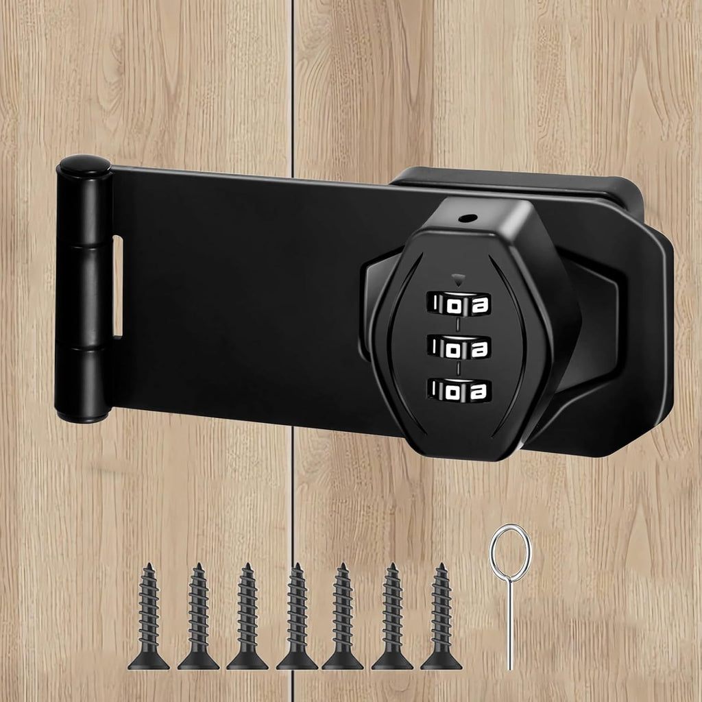Mechanical Password Rotary Hasp Locks, 3 Digit Keyless Combination Lock for Cabinet Doors, Door Security Slide Latch Lock for Cabinets, Gate Locks for Barn Door, Bathroom, Outdoor