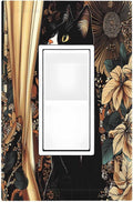 Decorative Outlet Covers Boho Mandala Floral Black Cat Vintage Flower 1 Gang Single Rocker Light Switch Cover Plate Wall Plates Gfci Faceplate For Farmhouse Home Decor
