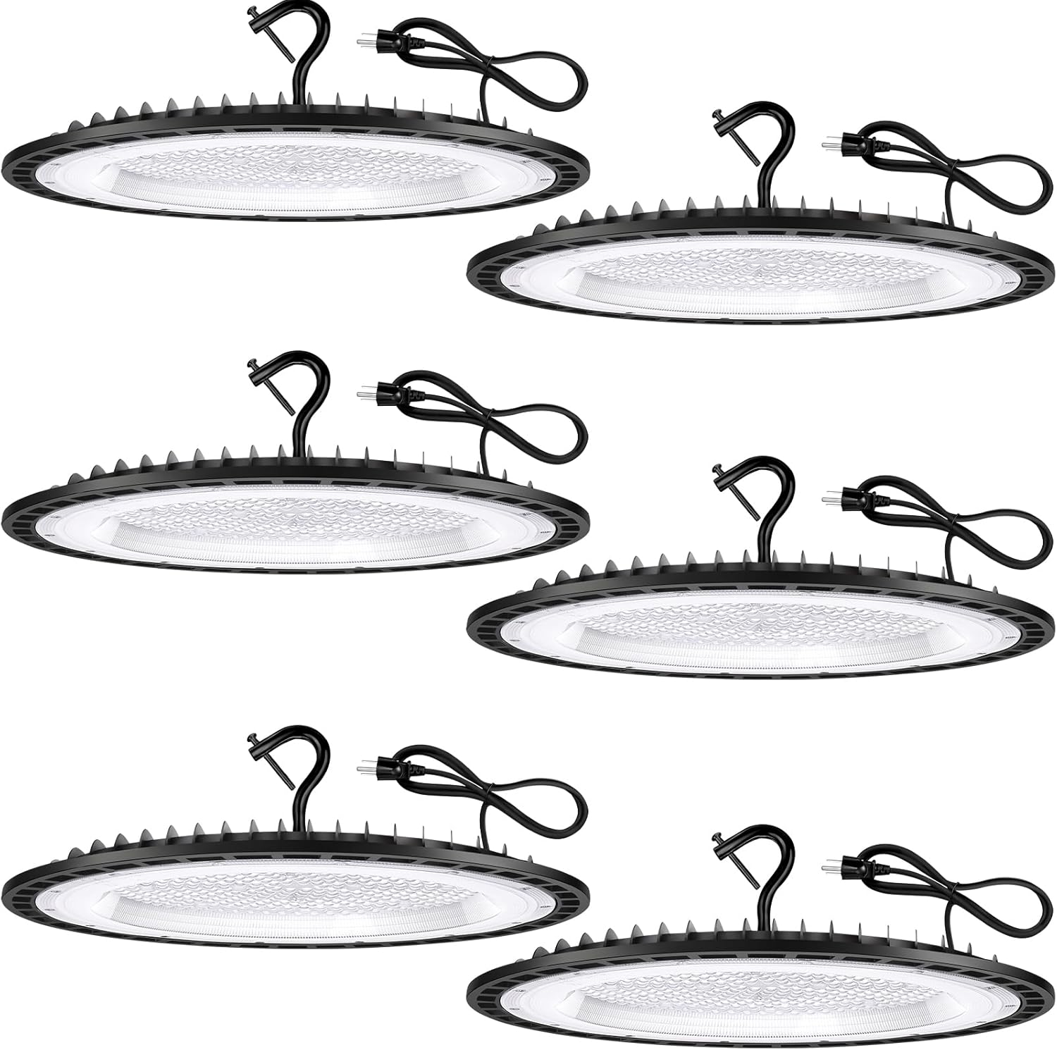 6 Pack 400W UFO Led High Bay Light Fixture,120v,5000K Daylight Commercial Shop Bay Lighting,61000LM,[1750W MH/HPS Equiv.] US Plug Area Lighting for Warehouse/Barn/Gym/Factory/Workshop
