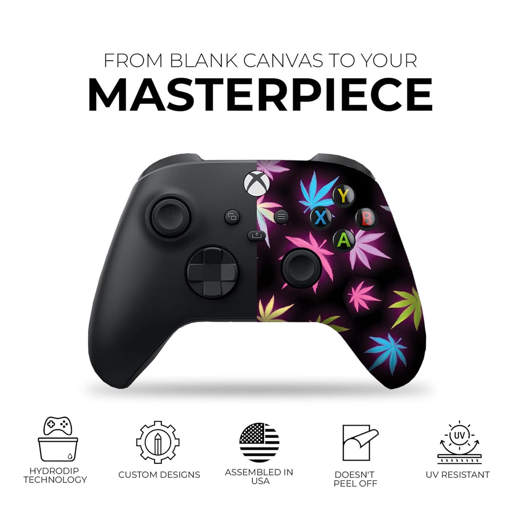 DreamController Neon Weed Custom X-box Controller Wireless compatible with X-box One/Series X/S Proudly Customized in USA with Permanent HYDRO-DIP Printing (NOT JUST A SKIN)