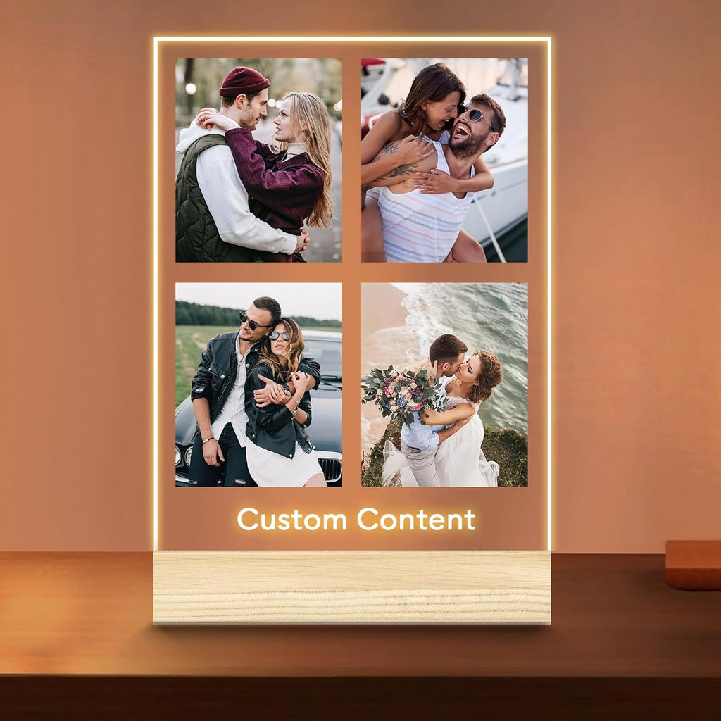 Personalized Picture Frame, Custom Tabletop Photo Frame with Light, Customized Gift for Mom/Father/Kid/Friend/Pet - Birthday, Valentine’s Day, Mother's Day, Father's Day, Christmas (R05)