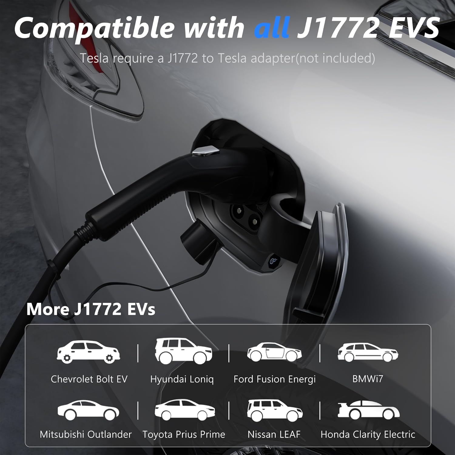EV Charger Level 2, 40A Amp Portable EV Charger for All SAE J1772 EVs Without Adapter, 25FT+2FT Cable, 9.6KW EV Car Charging Station with App Control, Electric Vehicle Chargers(240V, NEMA14-50 Plug)
