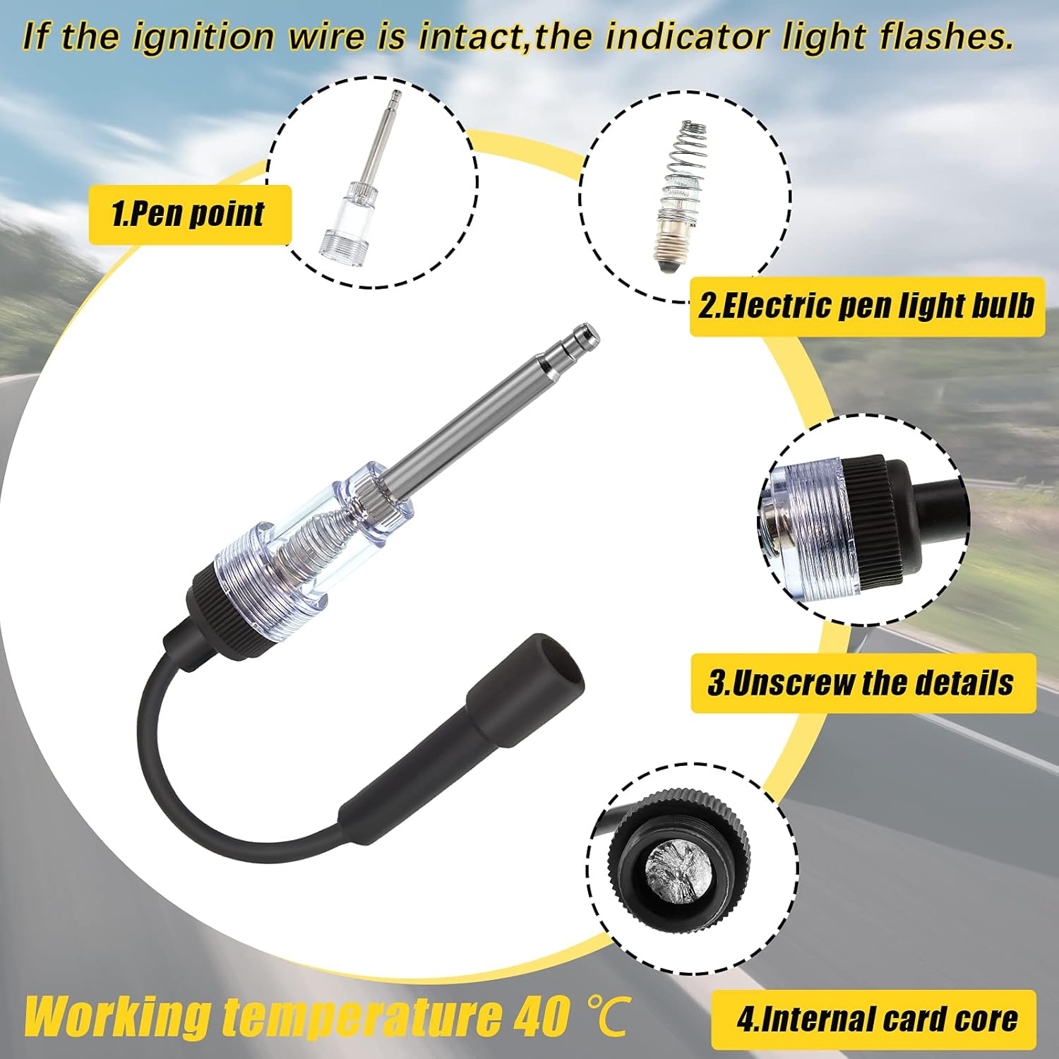 Inline Spark Plug Tester Engine Straight Boot Ignition Tester Light Lawnmower Checker Armature Diagnostic Detector for Automotive Car Internal External Engine(2 Pieces)