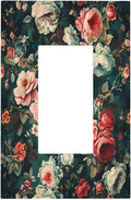 Decorative Outlet Covers Baroque Vintage Peony Flower Floral 1 Gang Single Rocker Light Switch Cover Plate Wall Plates GFCI Faceplate for Bedroom Farmhouse Decor