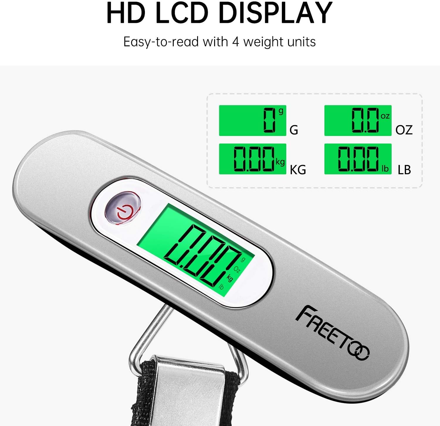 FREETOO Luggage Scale Portable Digital Hanging Scale for Travel, Suitcase Weight Scale with Superior Piano Lacquer 110 Lb/ 50Kg Capacity, Battery Included
