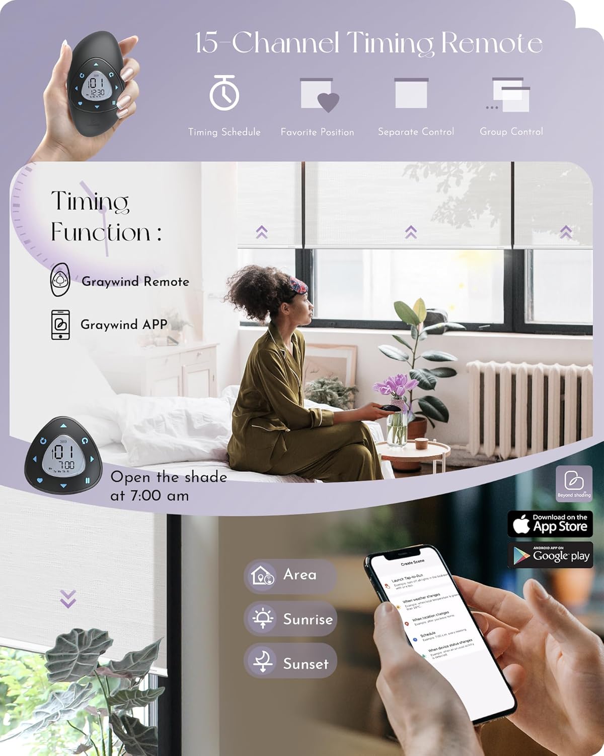 Graywind Motorized Light Filtering Shades Compatible with Alexa Google Rechargeable Remote Control Smart Blinds Automatic Window Shade with Valance for Home Office, Custom Size (Jacquard White)