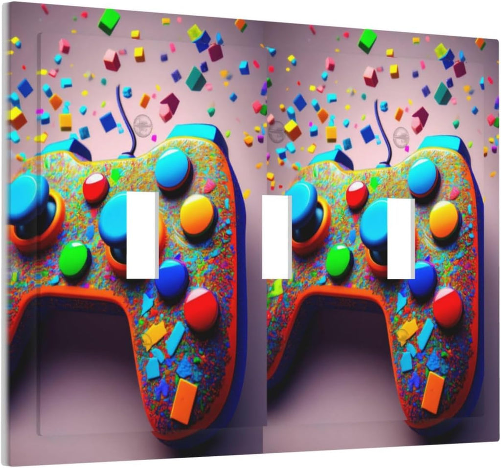 Videos Game Controller 3 Gang Triple Toggle Decorative Light Switch Covers Electrical Faceplate Switchplates for Bathroom Kitchen Home