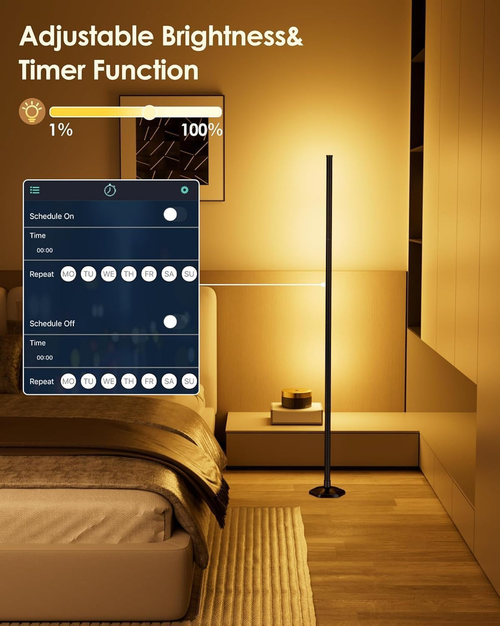 2PCS Corner Floor Lamp,RGB LED Corner Lamp with Remote Control,65" Color Changing Mood Light with Smart App and Remote Control Modern Floor Lamp with Music Sync for Bedroom, Living Room Gaming Room