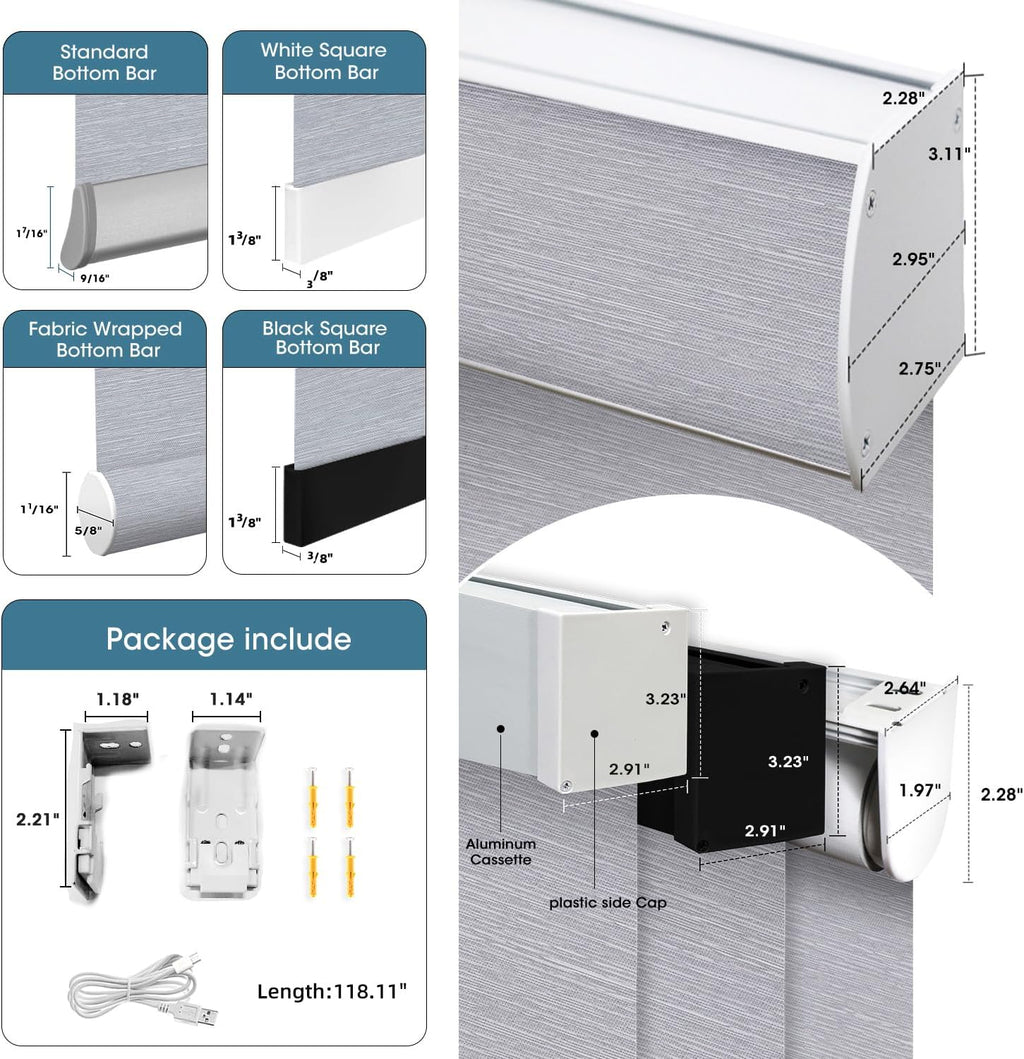 SmartWings Motorized Light Filtering Shades, 70% Blackout, Custom Size, Rechargeable Battery, Works with Matter/Apple HomeKit, Alexa, Thread/Zigbee, Remote Optional, 70% Essential Grey