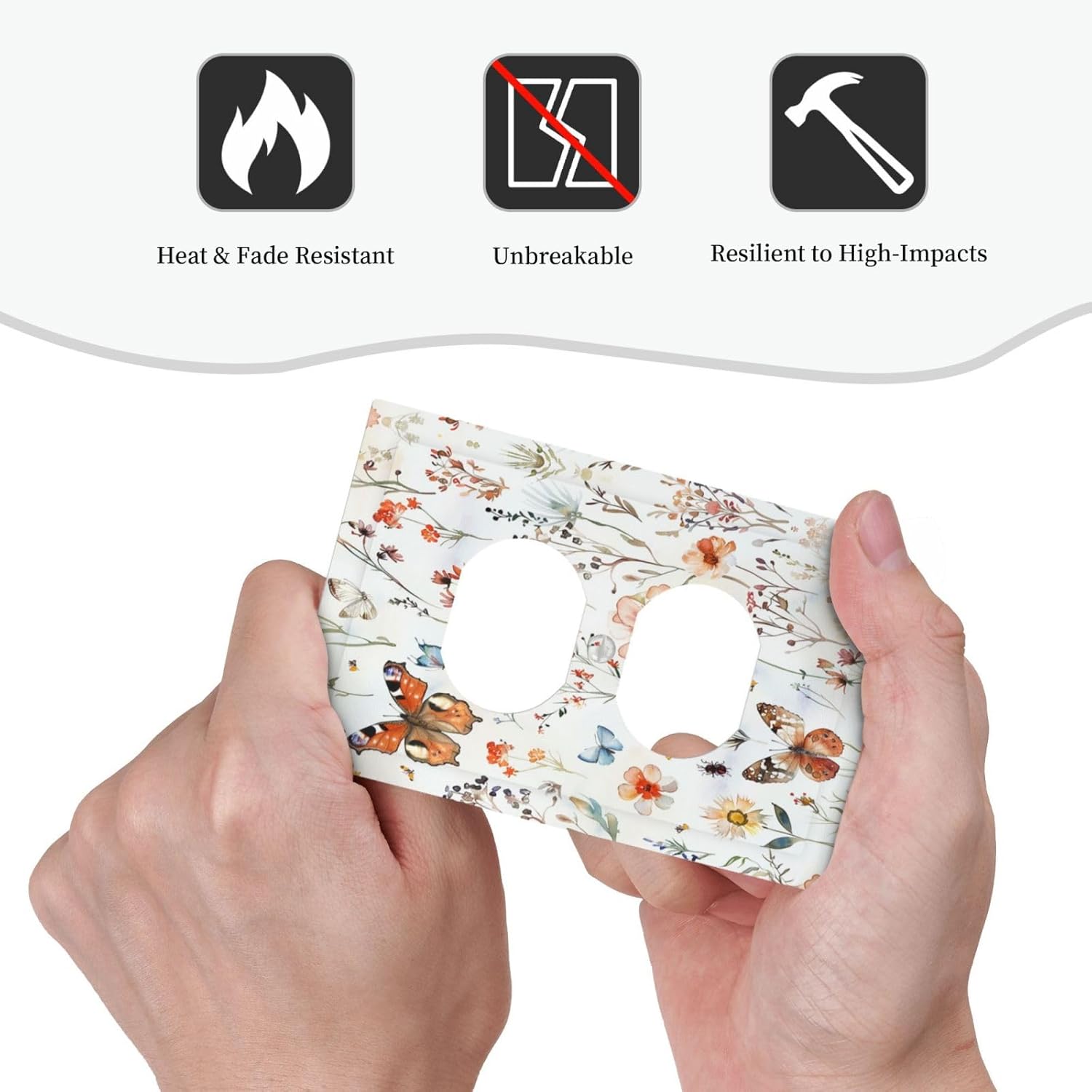 Outlet Covers Butterfly Floral Boho Multicolor Flower Leave 1 Gang Duplex Light Switch Cover Decorative Switch Plates Electrical Receptacle Faceplate Wall Plate for Bed Room Decor