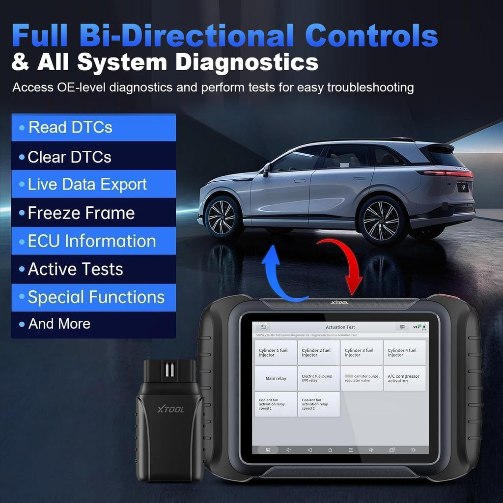 XTOOL D8W OBD2 Scanner Diagnostic Tool Wireless Bidirectional Scan Tool with Topology, ECU C0ding, 42 Reset, Active Tests, Crankshaft Relearn, All System PMI, CANFD/DoIP FCA, 3-Yr Update