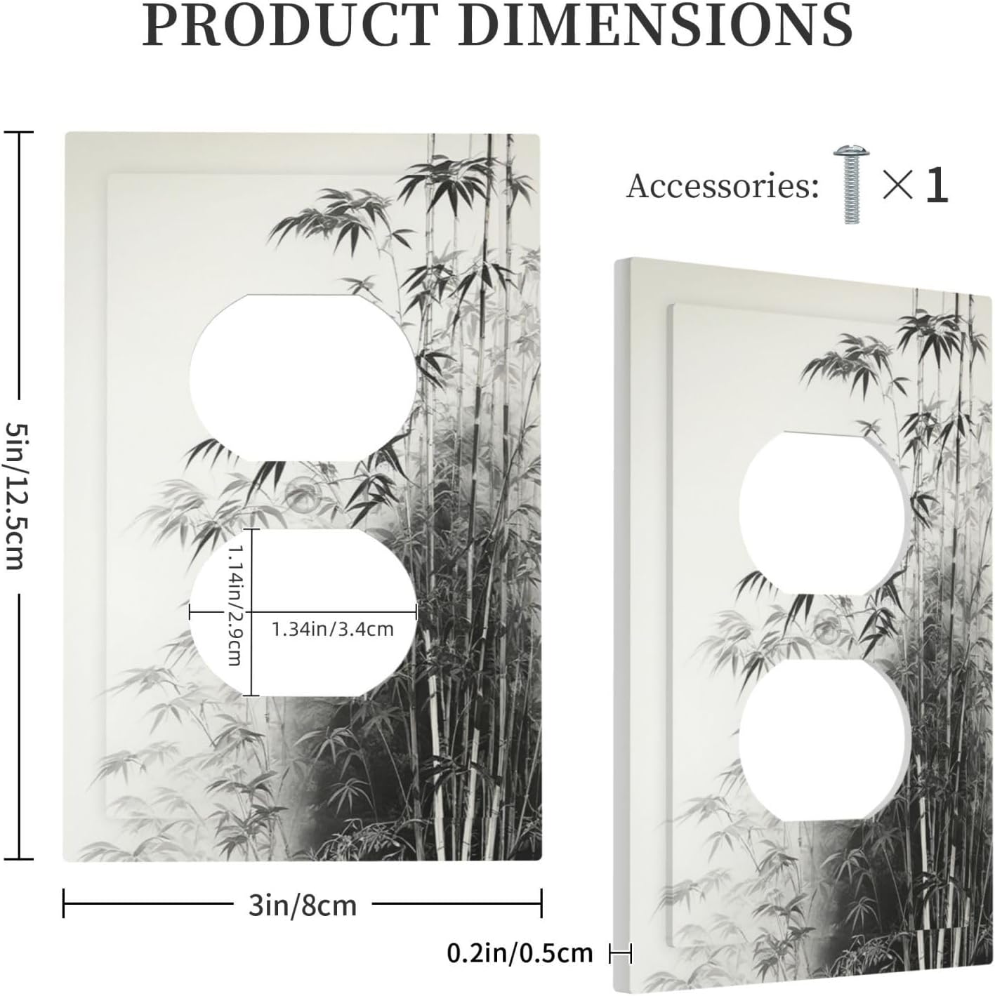 Watercolor Vintage Ink Bamboo Forest 1 Gang Duplex Receptacle Switch Wall Plate Decorative Switchplate Outlet Covers Electrical Plug Cover Faceplate for Bathroom Home Decor 5 X 3 IN