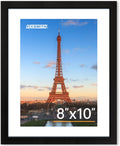 FIXSMITH 8x10 Picture Frame 1 Pack, Photo Frame with HD Plexiglass, Display Pictures 5x7 with Mat or 8x10 Without Mat, Picture Frames Collage for Tabletop or Wall Display, Black