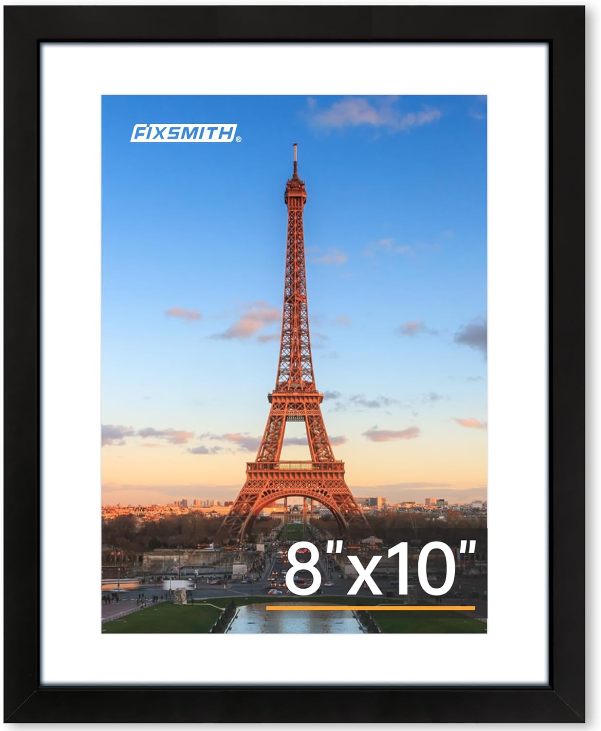 FIXSMITH 8x10 Picture Frame 1 Pack, Photo Frame with HD Plexiglass, Display Pictures 5x7 with Mat or 8x10 Without Mat, Picture Frames Collage for Tabletop or Wall Display, Black
