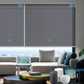 SmartWings Motorized Smart Roller Shades in Light Filtering, Electric Blinds with Remote for Windows Compatible with Alexa/Google Home/Homekit, Customized, 60% Blackout Twilight Heather Grey