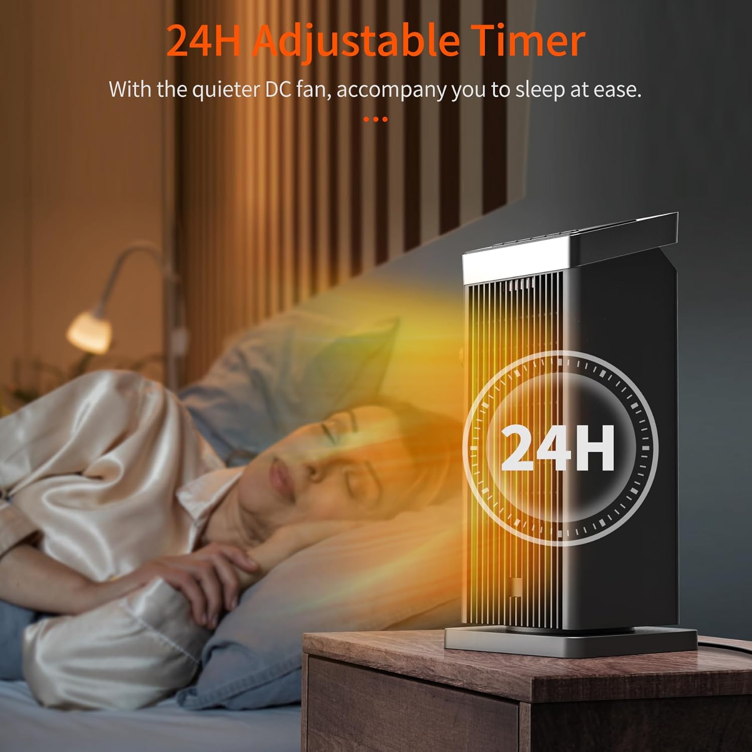 BREEZOME Space Heater for Indoor Use, 1500W Fast Heating Electric Heater with Thermostat, 90°Oscillating PTC Ceramic Heater, 24H Timer