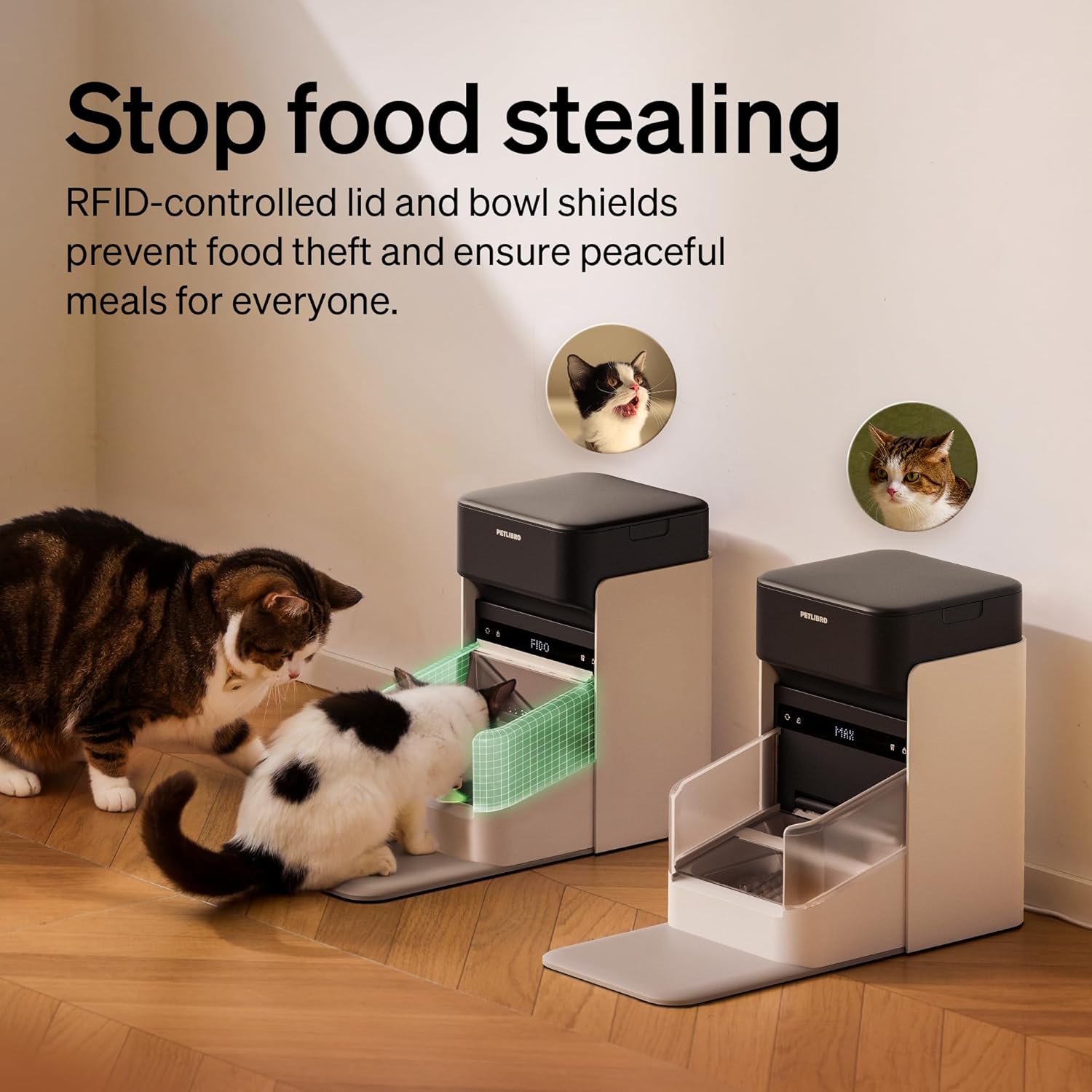 PETLIBRO RFID Cat Feeders for 3 Cats, Collar Tag for Personalized Meals, Cats Recognition, Diet Tracking and Anti-Stealing for Multi-Pets Homes and Different Diets, Wi-Fi Automatic Cat Food Dispensers