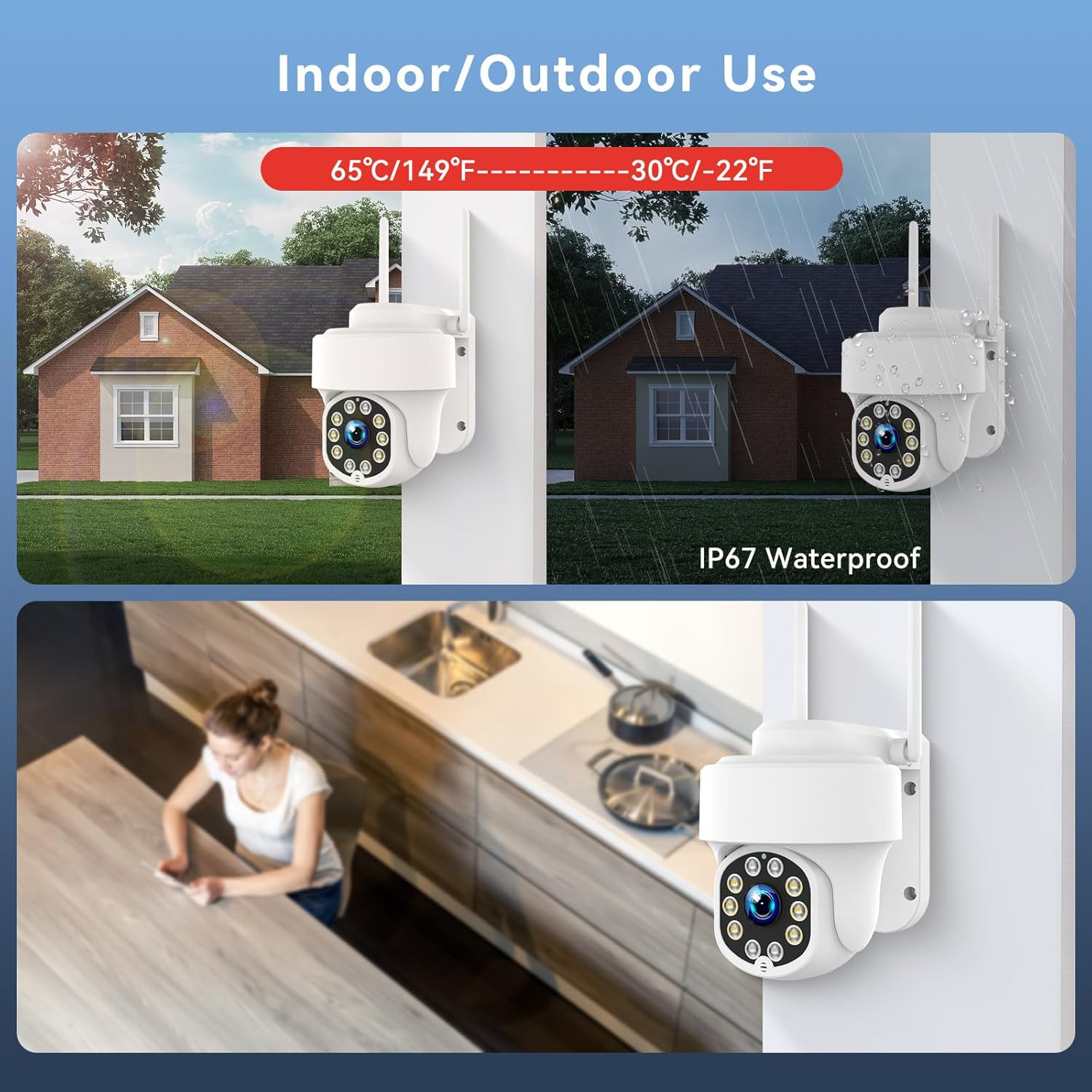 5MP Wireless Home Security Camera System with 12.5" Monitor, 4PCS CCTV PTZ Camera Security System Support 5G/2.4G WiFi, Motion Detection, Color Night Vision, 4K 10CH NVR with 1TB Hard Drive