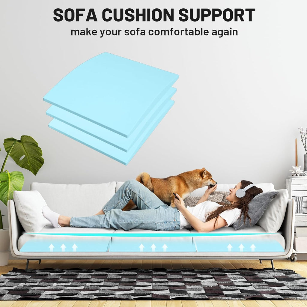 Couch Cushion Support, Sofa Cushion Support for Sagging Couch Seat, 20x20x2in, Couch Replacement Insert, High Density Foam Furniture Seat Sagging Repair, Trapezoid 40D, Blue Set of 2