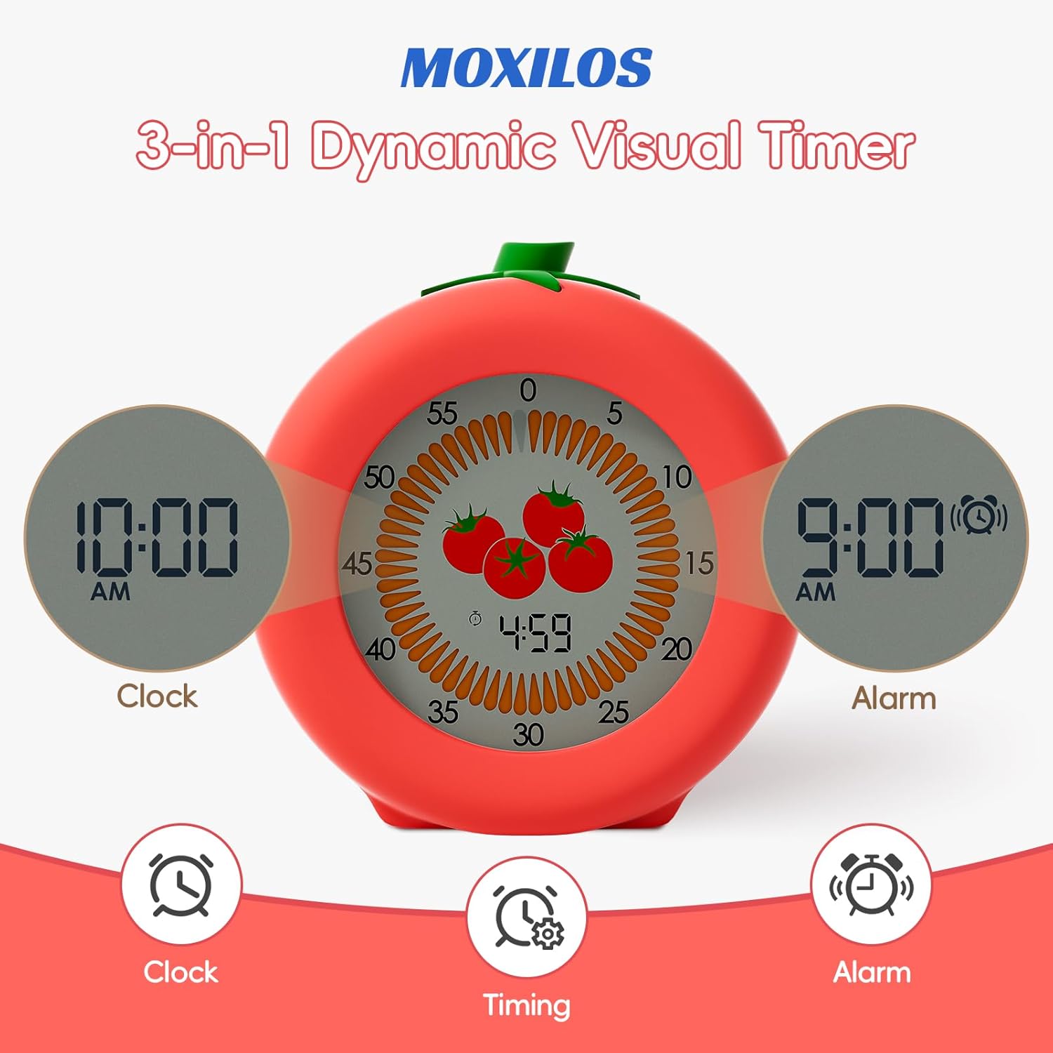 Visual Timer for Kids, 299-Minute Cute Kids Pomodoro Timer with Eye-Protection Screen & Protective Case, Homeschool Supplies Study Teaching Time Management Tool
