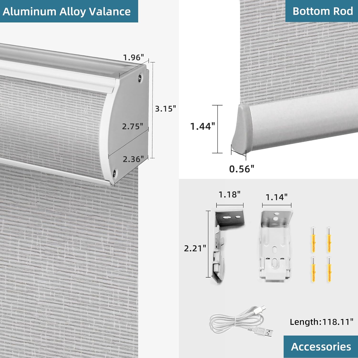 SmartWings Motorized Roller Shades Work with Homekit, 100% Blackout Smart Blinds for Windows, Cordless Remote Control Window Shades, Safar Smoke, Customized Size