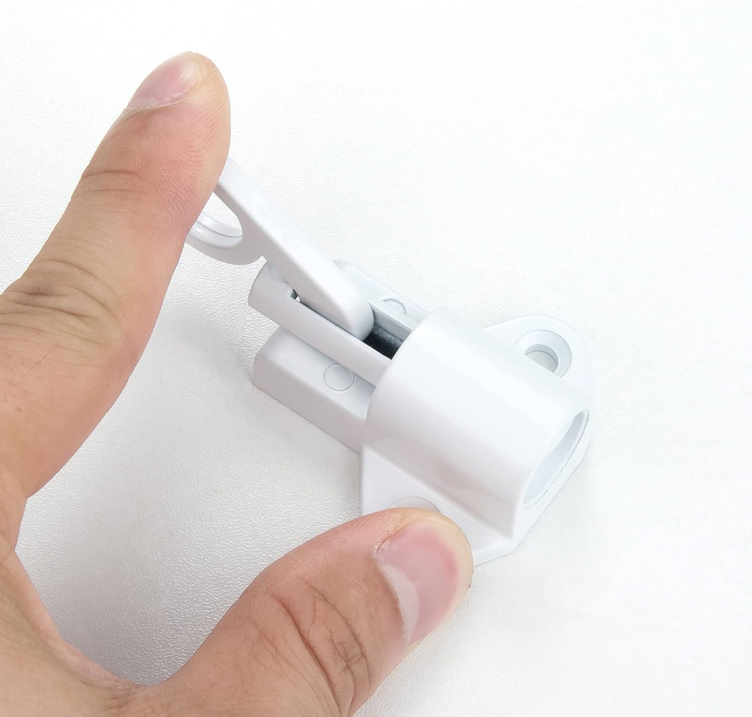 10 Packs Self-Closing Latches，White Spring Door Lock，Resilient Bolt Latch Aluminum Alloy Safety Automatic Spring Barrel Slide Door Lock with Screws,Used for Gate,Window and Cabinet etc