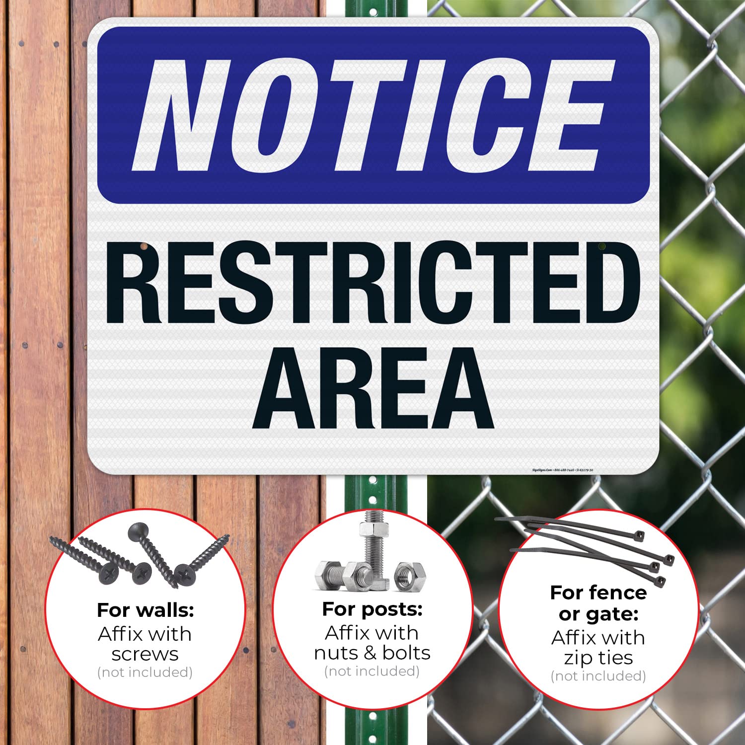 Notice Restricted Area Sign, 24x30 Inches, 3M EGP Reflective .080 Aluminum, Fade Resistant, Made in USA