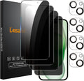 4+4 Pack Privacy Screen Protector for iPhone 15 6.1-Inch with 4 Pack Camera Lens Protector, Anti Spy Tempered Glass Film 9H Hardness Case Friendly