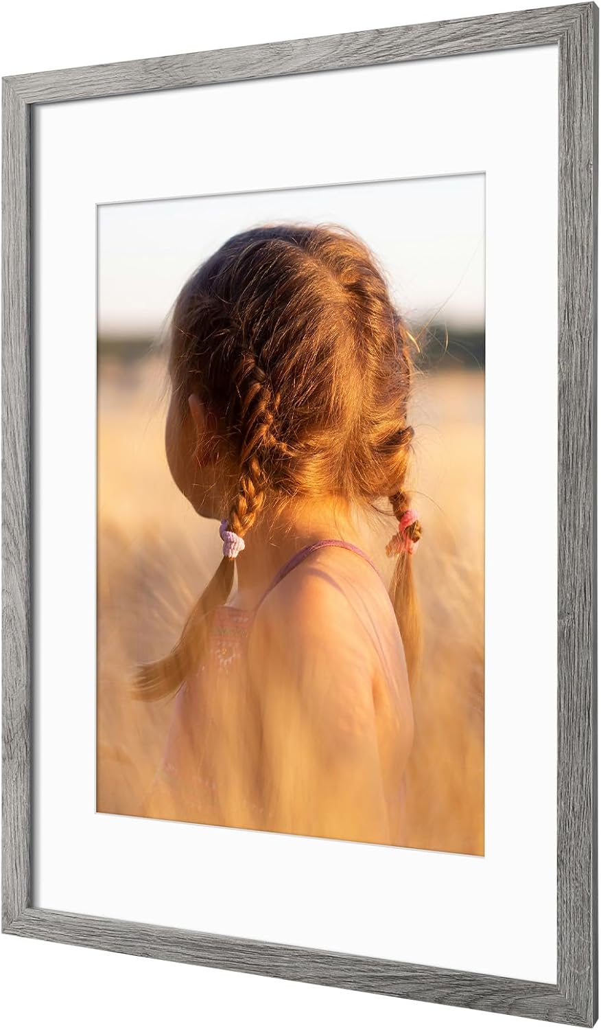 Golden State Art, 16X24 Picture Frame with Mat for 12X18 - High Definition Glass Wall Mounting Horizontal Vertical Display (Gray, 2 Pack)