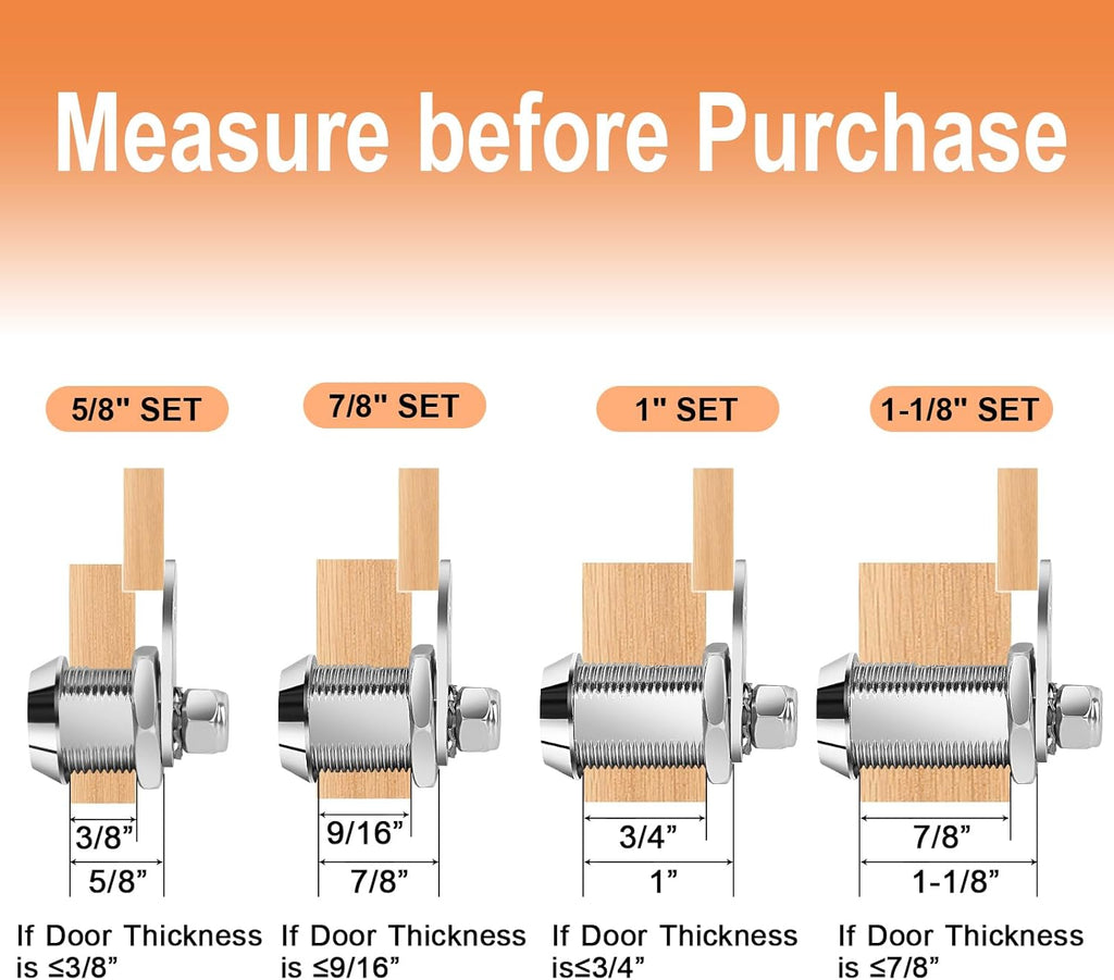 Cam Locks Keyed Alike 5/8" RV Storage Lock 4PCS RV Compartment, Camper, Trailer, Vending Machine Replacement Set with 8 Keys, Chrome Finish (4, 5/8 Inch)