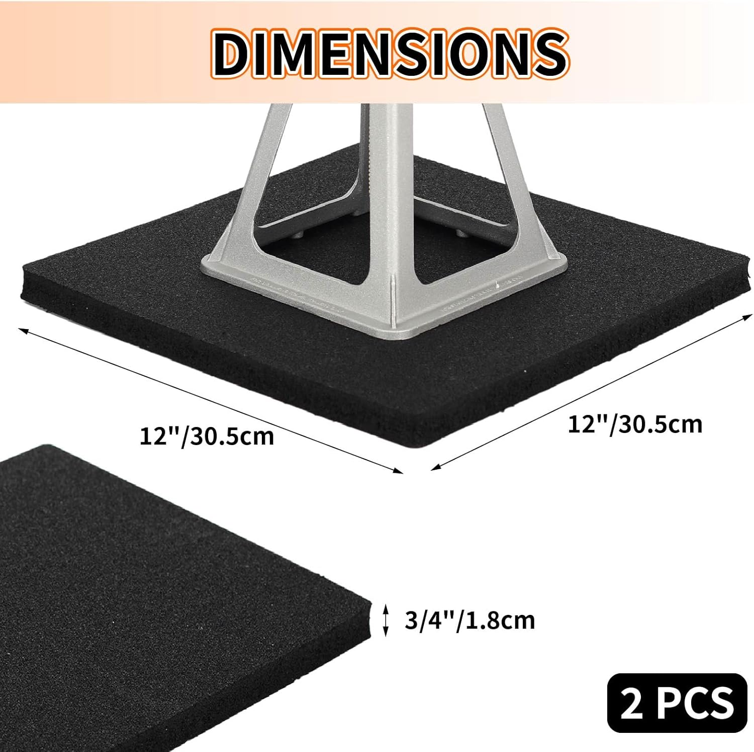 OULEME RV Leveling Block Flex Pads, 12” Rubber Jack Pads, Anti-Vibration & Anti-Slip Mats, for Camper Travel Trailer Jacks & Stands & Stabilizers on Uneven Surfaces, 2-Pack