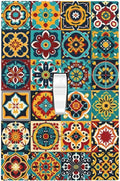Decorative Light Switch Cover Mexican Talavera Colorful Mosaic Tiles 1 Gang Single Toggle Device Electrical Faceplate Switchplates Decorator Outlet Wall Plate For Bathroom Kitchen Decor