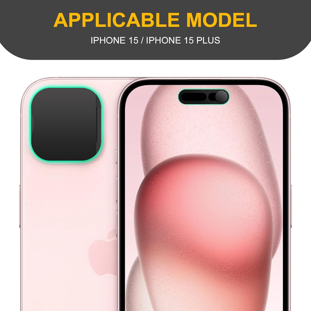 3 Pack Privacy Cover Compatible for iPhone 15/iPhone 15 Plus with 2 Front Camera Privacy Cover, Anti-Spy Camera Cover, Easy-Adhesive Design, Safeguard on iPhone 15/15 Plus.Black