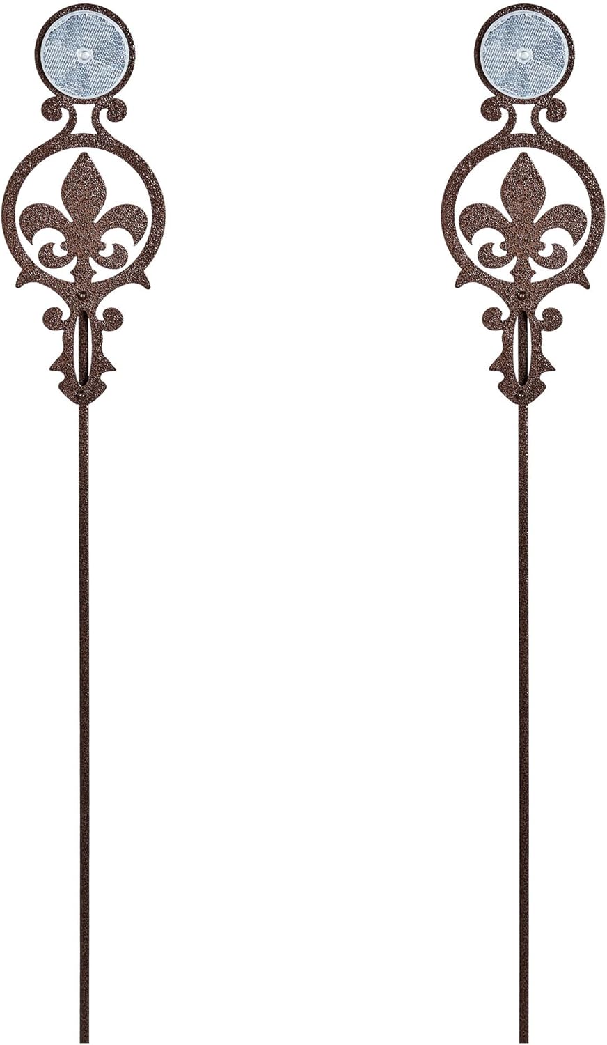 Touch of Class Pathways Reflective Driveway Marker Stake Set of Two for Outdoor Use | Fleur-de-Lis Emblem Design | Personalized Tall Reflector Set of 2 | Weathered Bronze Durable Finish