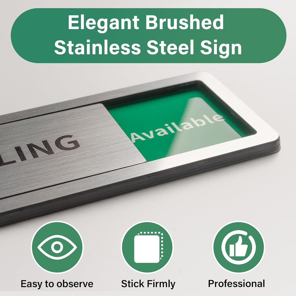 Consultation Room Door Sign with Slider, Do Not Disturb Privacy Office Sign, In Use/Available Acrylic Sliding Indicator for Business Hospital Home, Brushed Silver 8" x 2.6"