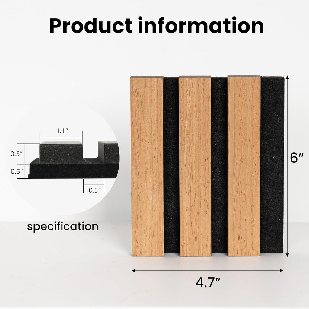Sample Wood Salt Acoustic Wall Panels, Soundproof Wooden Wall Panels, 3D Fluted Sound Absorbing Panel, Brown, Sample Pack