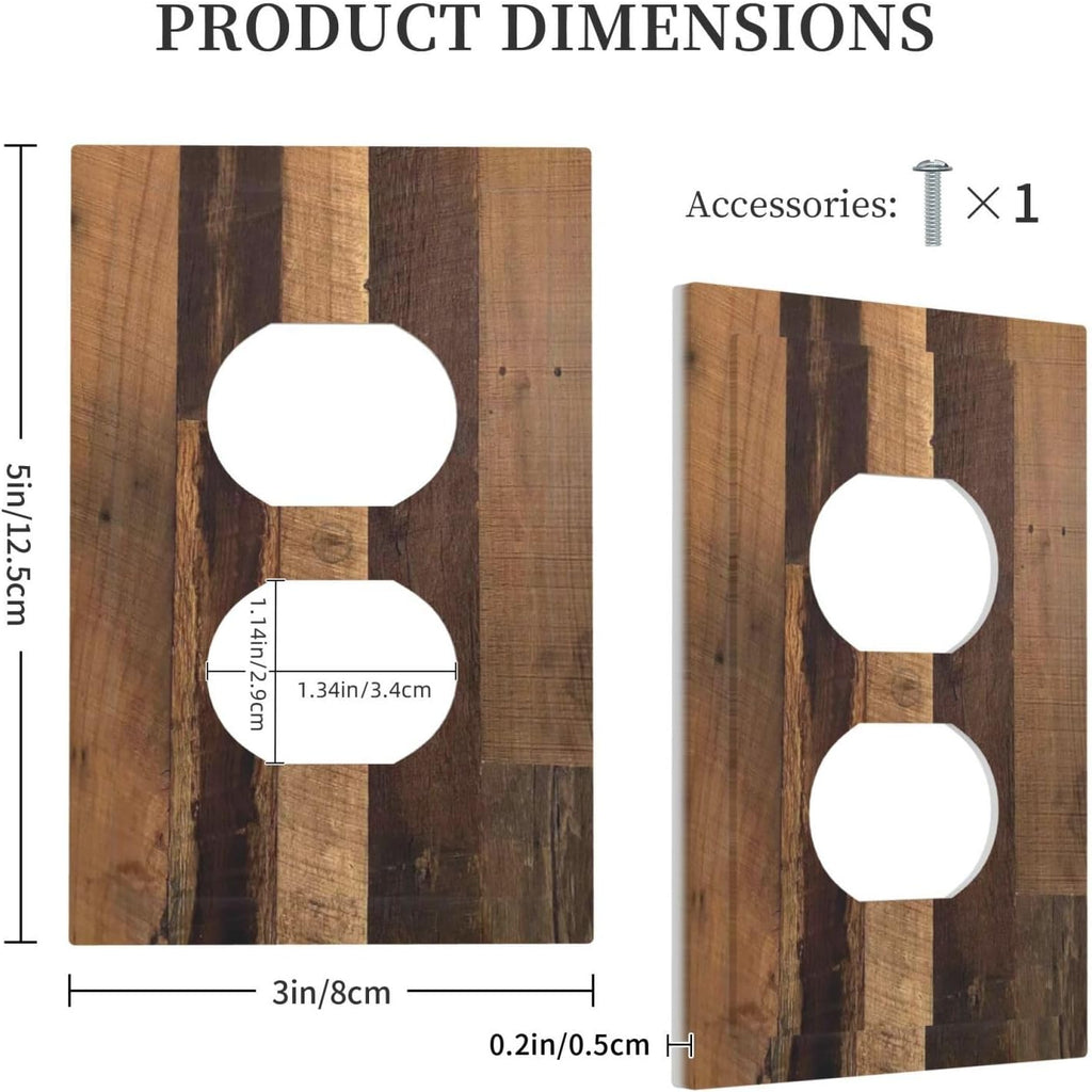 Rustic Brown Wood Vintage Wood Board Outlet Covers 1 Gang Duplex Light Switch Cover Decorative Switch Plates Electrical Receptacle Faceplate Wall Plate For Farmhouse Cabin Decor