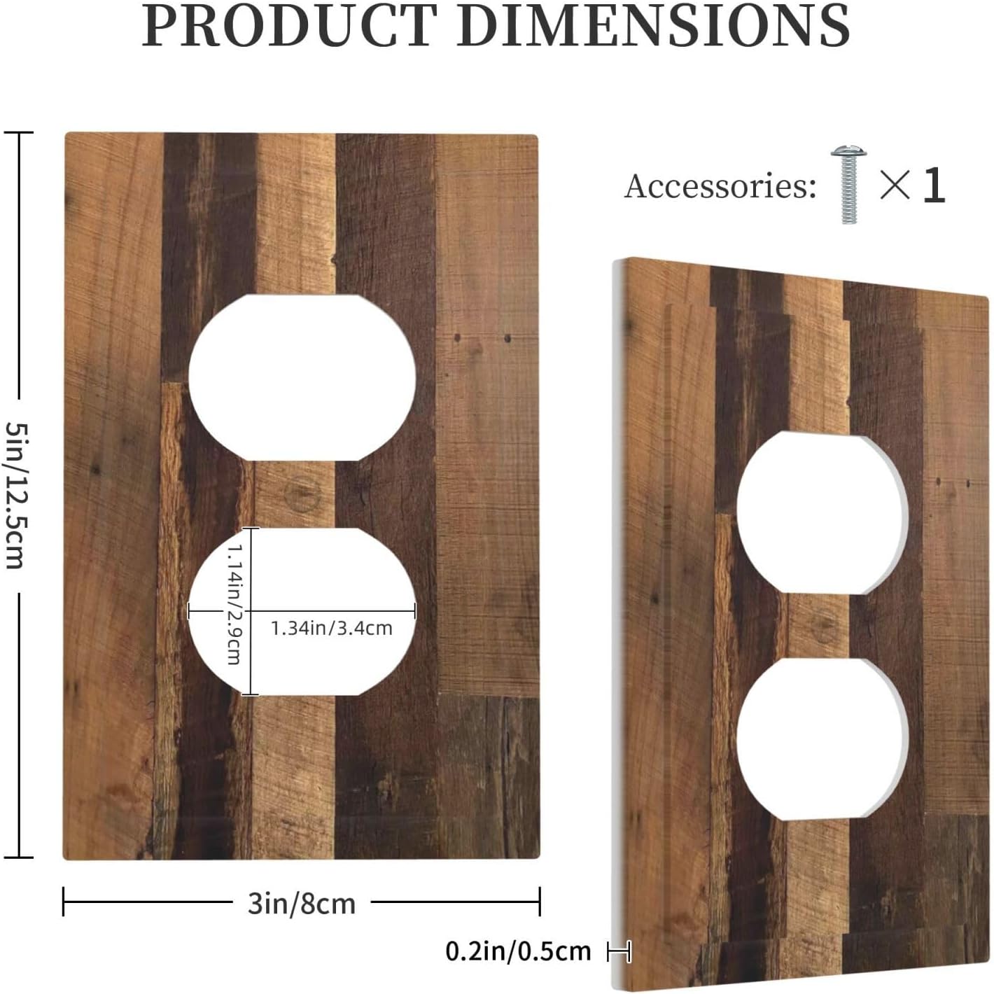 Rustic Brown Wood Vintage Wood Board Outlet Covers 1 Gang Duplex Light Switch Cover Decorative Switch Plates Electrical Receptacle Faceplate Wall Plate For Farmhouse Cabin Decor