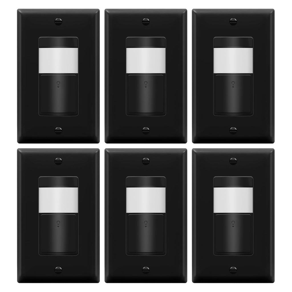 TOPGREENER PIR Motion Sensor Light Switch, Occupancy & Vacancy Motion Sensor Switch, 𝐎𝐩𝐞𝐫𝐚𝐛𝐥𝐞 𝐖𝐢𝐭𝐡𝐨𝐮𝐭 𝐆𝐫𝐨𝐮𝐧𝐝 𝐖𝐢𝐫𝐞, No Neutral Wire, TDOS5-HL-BK-6PCS, Black
