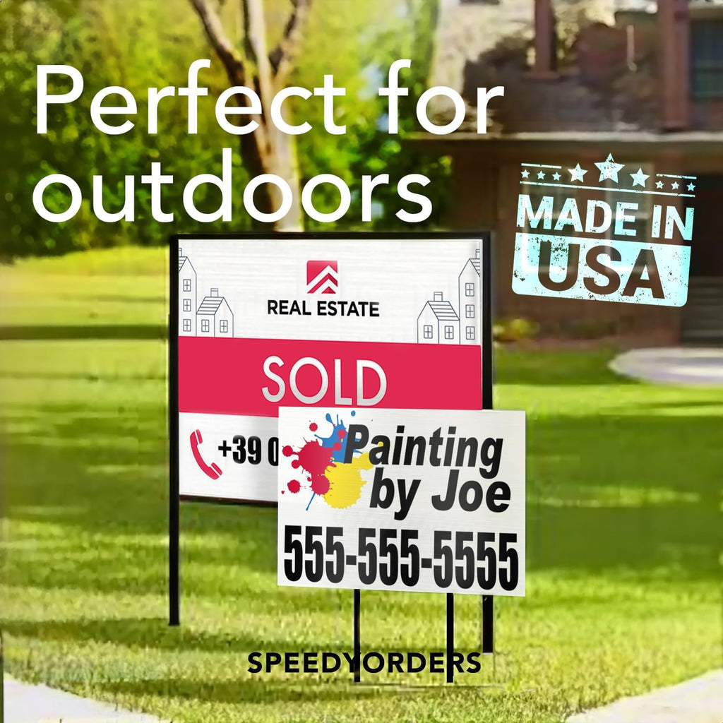 Custom Outdoor Metal Signs - Personalized Aluminum Business Signs, Waterproof, White Aluminum (Red Background, 10x7 In)