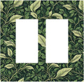 Vintage Green Plant Leaves Outlet Covers Light Switch Cover Plate 2 Gang Double Rocker Wall Plates Decorative Switch Plates Plug Cover Electrical GFCI Receptacle Cover for Home 4.9 X 5 IN