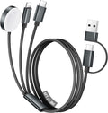 Temdan for Travel Vacation Essentials,3 in 2 USB C Cable for Apple Watch Charger/iPhone 17 Charger/Lightning,Multi Charging Cable Cord,Camping Essentials,Designed for iWatch &iPhone 16-12-6FT Black