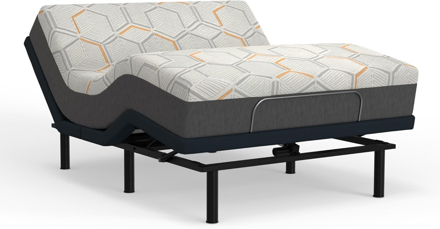Blissful Nights e4 Queen Adjustable Bed Base Frame with 12" Medium Firm Copper and Gel Infused Memory Foam Mattress