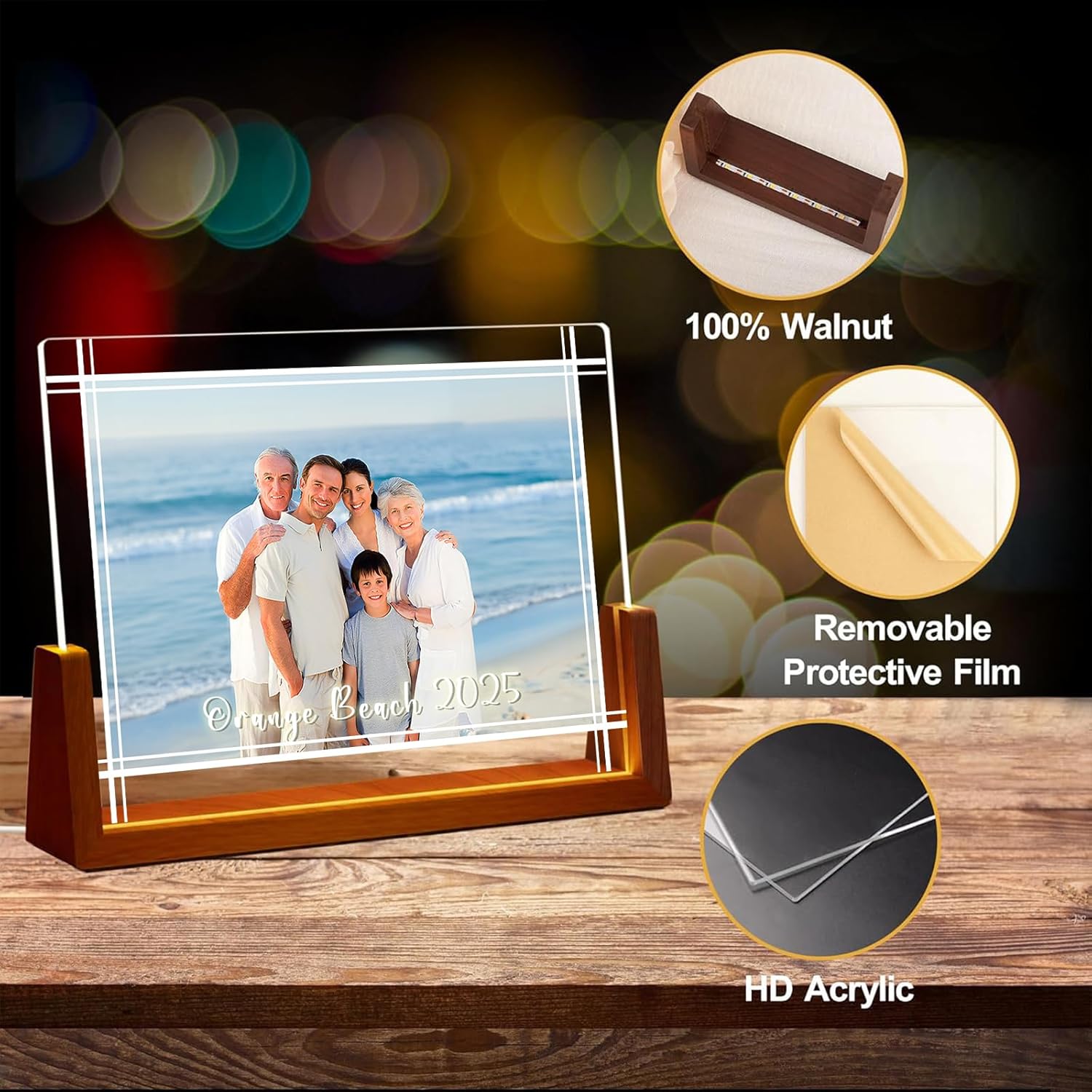 LOUISMIAA Customized Picture Frames Night Light,Decorative Plaque Anniversary Birthday Mother’s Day Father’s Day Valentine’s Personalized Gifts for Boyfriend Girlfriend Couple Same Day Shipping