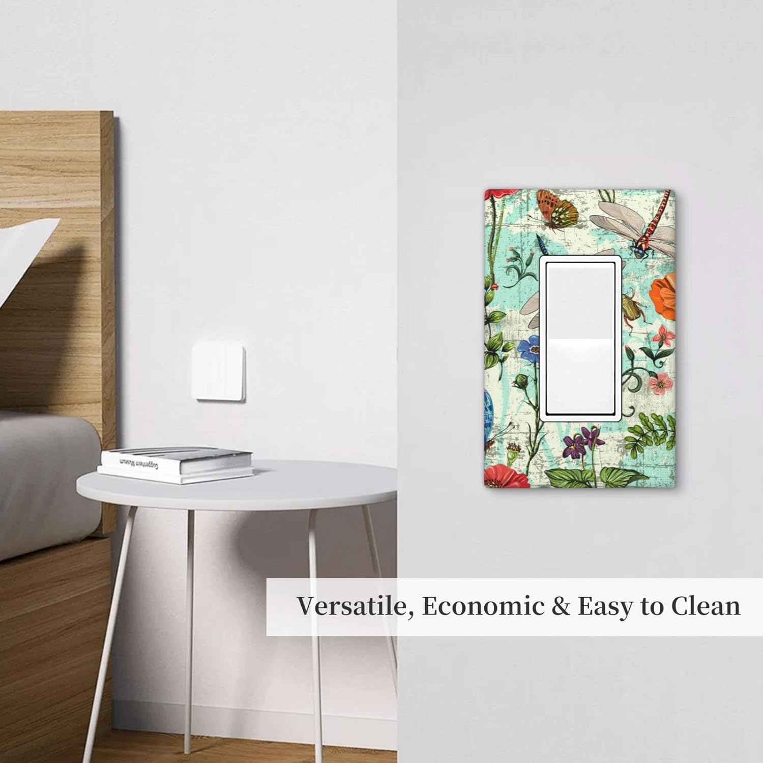 Dragonflies Flowers Butterfly 1 Gang Single Rocker Outlet Light Switch Cover Decorative Single Rocker Wall Plate Cover For Home Living Bedroom Kitchen Decorative