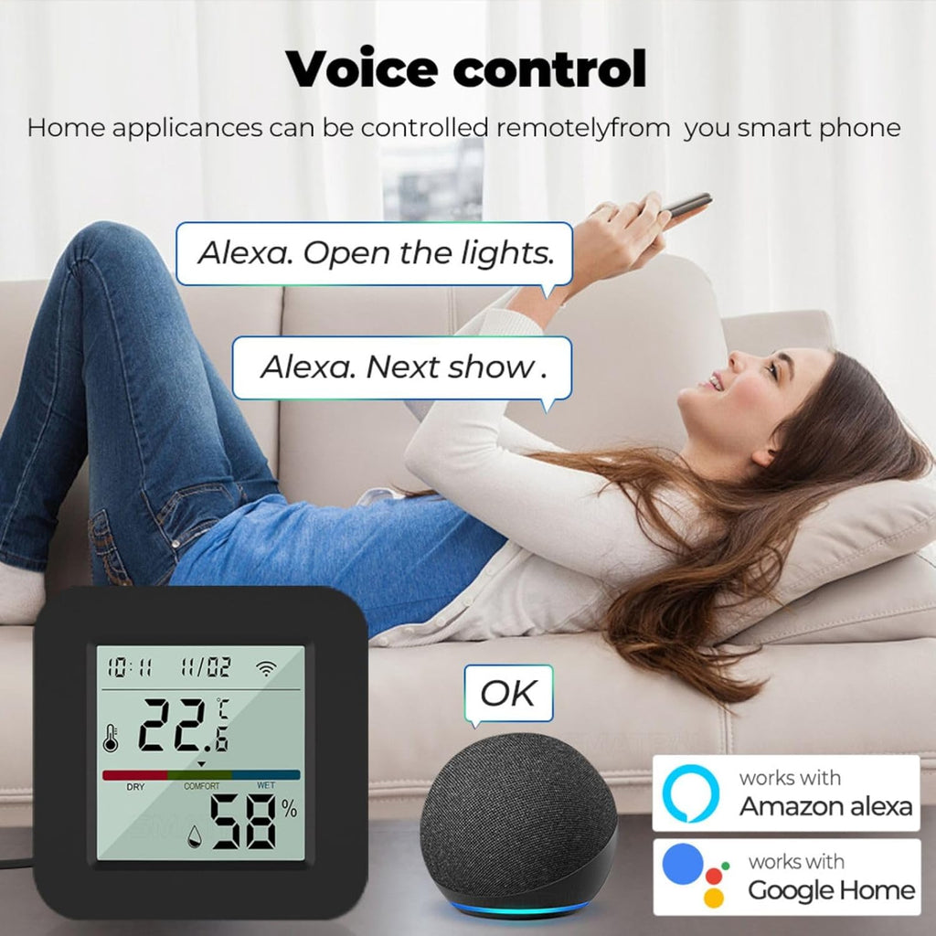 WiFi Smart IR Remote Control, 3-in-1 Smart AC Controller with Temperature Humidity Sensor n Display, Intelligent Control of T&H for Home Greenhouse Pet Garage, Compatible with Alexa (C1)