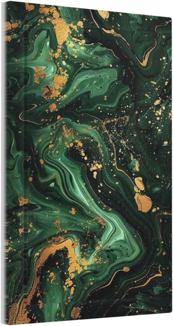 Green/Gold Modern Abstract Luxury Marble 1-Gang No Device Blank Wallplate Electrical Light Switch Covers Decorative Receptacle Face Plate Cover for Bathroom 5 X 3 IN