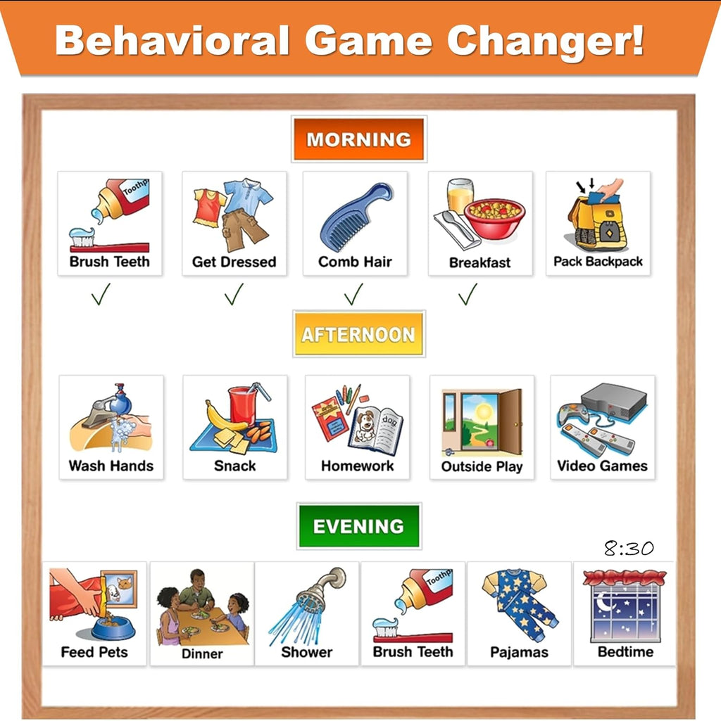 Kids Visual Schedule Magnets and Headings: SchKIDules 93Pc Home Collection for Daily Routines, Chores, Executive Functioning, Behavioral Supports, Communication-Good for Toddlers, ADHD, Autism